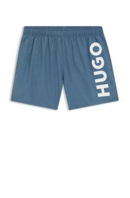 Swim shorts with vertical logo print by HUGO BOSS