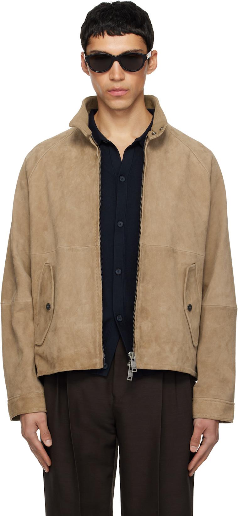 Tan Goatskin Suede Jacket by HUGO BOSS