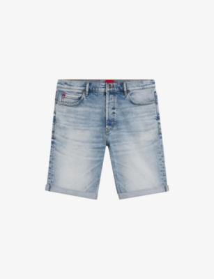 Tapered-Fit Mid-Rise Stretch-Denim Shorts by HUGO BOSS