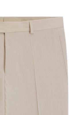 Tapered-fit trousers in wool-blend seersucker by HUGO BOSS
