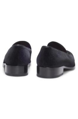 Tassel-trim loafers in velvet by HUGO BOSS
