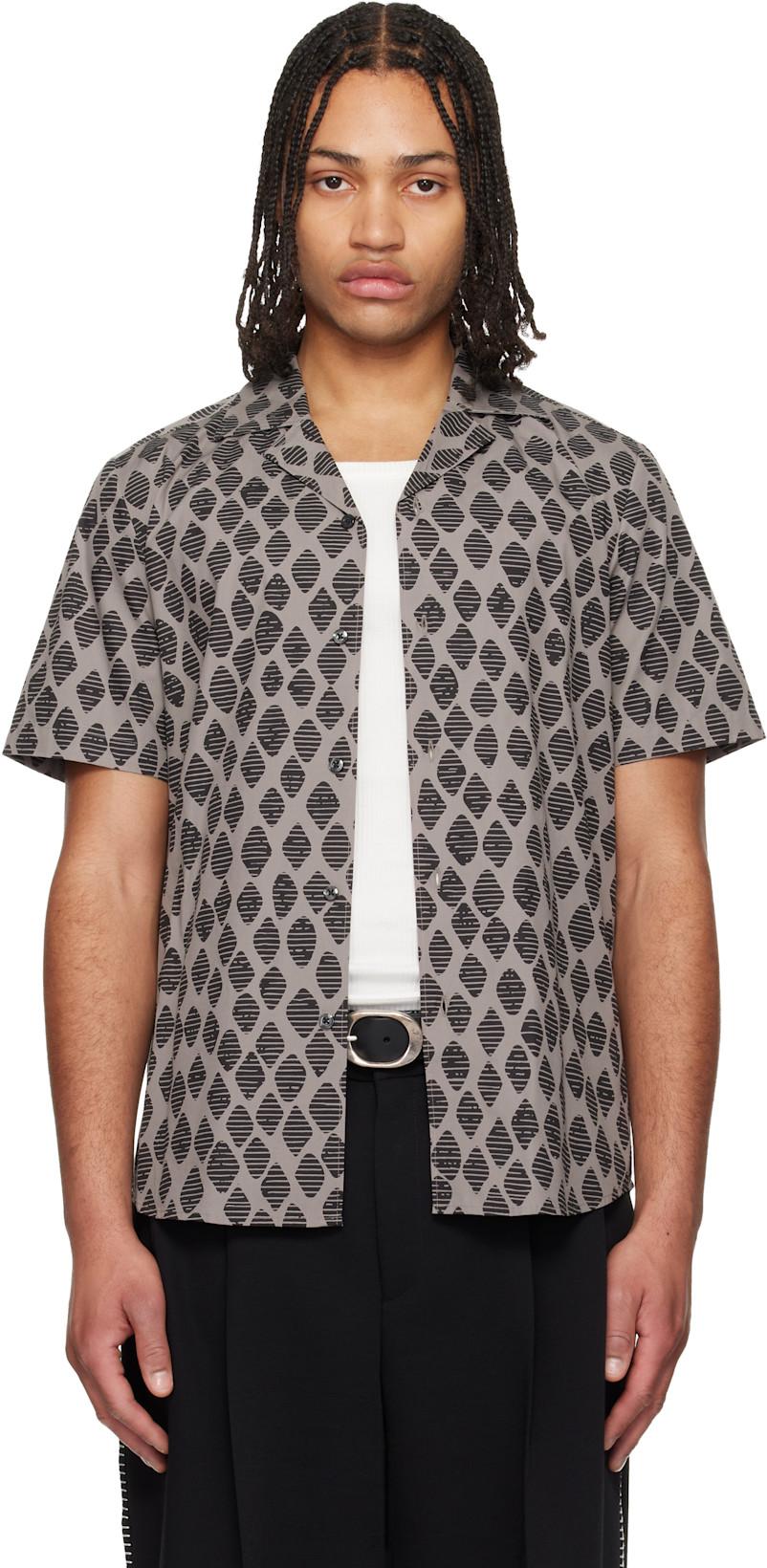 Taupe Camp Collar Shirt by HUGO BOSS