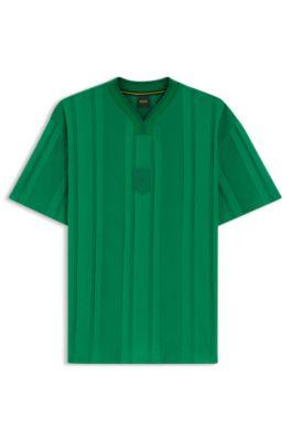Textured-stripe T-shirt in cotton by HUGO BOSS
