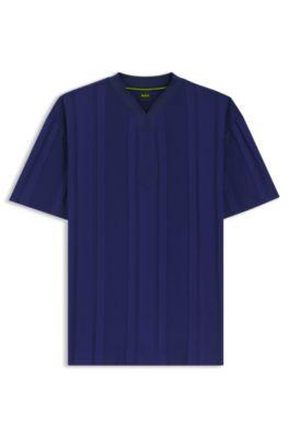 Textured-stripe T-shirt in cotton by HUGO BOSS