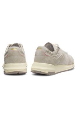 Textured-suede sneakers with logo details by HUGO BOSS