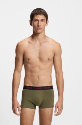 Three-pack of logo trunks in stretch cotton by HUGO BOSS