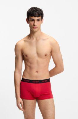 Three-pack of logo trunks in stretch cotton by HUGO BOSS