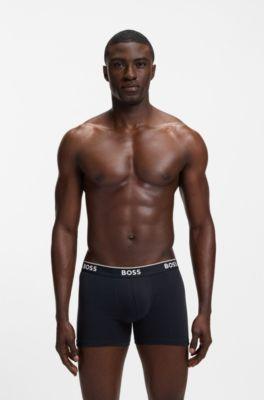 Three-pack of logo-waistband boxer briefs by HUGO BOSS