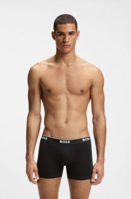 Three-pack of logo-waistband boxer briefs by HUGO BOSS