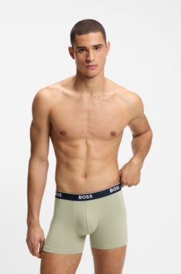 Three-pack of logo-waistband boxer briefs by HUGO BOSS