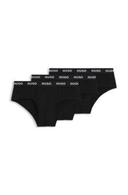 Three-pack of logo-waistband briefs in stretch cotton by HUGO BOSS