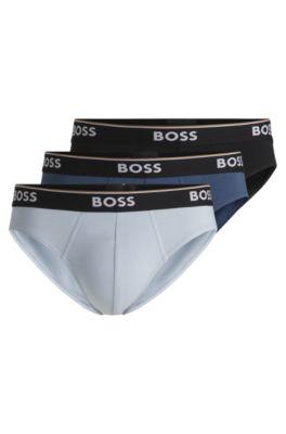 Three-pack of logo-waistband briefs in stretch cotton by HUGO BOSS