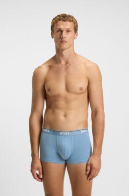 Three-pack of logo-waistband trunks in stretch cotton by HUGO BOSS