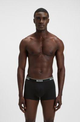 Three-pack of logo-waistband trunks in stretch cotton by HUGO BOSS