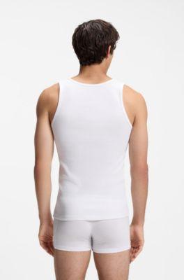 Three-pack of ribbed cotton undershirts by HUGO BOSS