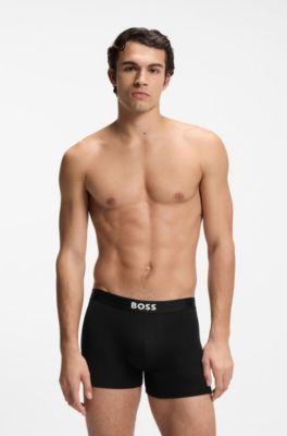 Three-pack of stretch-cotton boxer briefs by HUGO BOSS