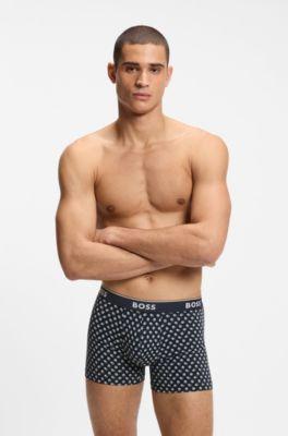 Three-pack of stretch-cotton boxer briefs with logo waistband by HUGO BOSS