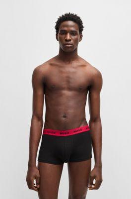 Three-pack of stretch-cotton logo-waist trunks by HUGO BOSS