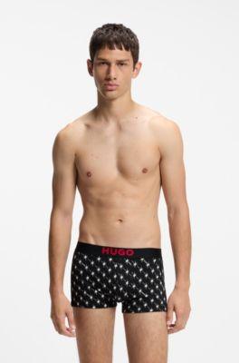 Three-pack of stretch-cotton trunks with logo waistbands by HUGO BOSS