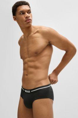 Three-pack of stretch-cotton trunks with logo waistbands by HUGO BOSS