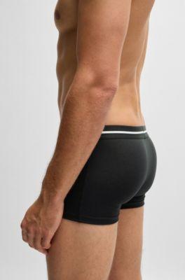 Three-pack of stretch-cotton trunks with logo waistbands by HUGO BOSS