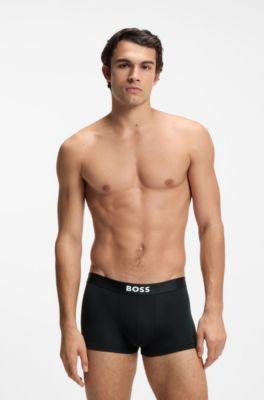 Three-pack of stretch-cotton trunks with logos by HUGO BOSS