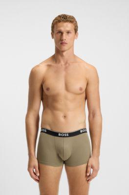 Three-pack of trunks with logo waistbands by HUGO BOSS