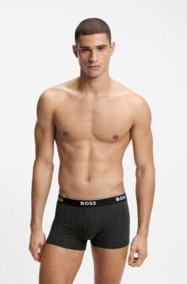 Three-pack of trunks with logo waistbands by HUGO BOSS