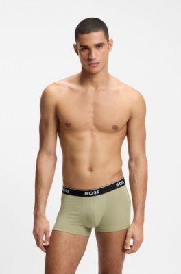 Three-pack of trunks with logo waistbands by HUGO BOSS