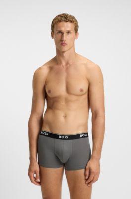 Three-pack of trunks with logo waistbands by HUGO BOSS