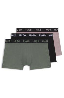 Three-pack trunks with jacquard logo waistband by HUGO BOSS