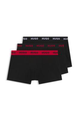 Three-pack trunks with jacquard logo waistband by HUGO BOSS
