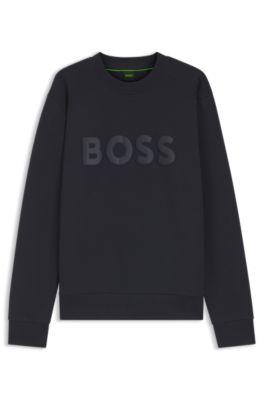 Tonal-logo sweatshirt in stretch cotton by HUGO BOSS