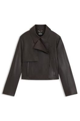 Trench-style leather jacket with inner drawcord by HUGO BOSS