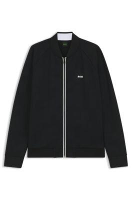 Triangle-jacquard zip-up sweatshirt with rubberized logo by HUGO BOSS
