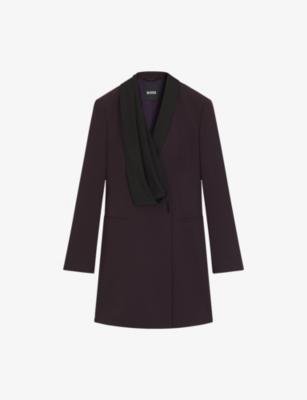 Tuxedo-Style Contrast-Lapel Wool Mini Dress by HUGO BOSS