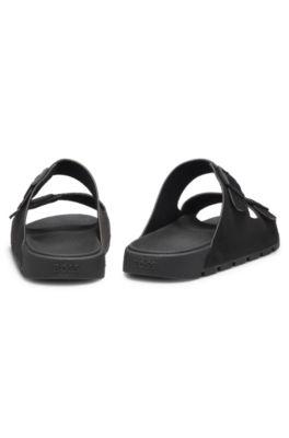 Twin-strap slides with branded buckles by HUGO BOSS