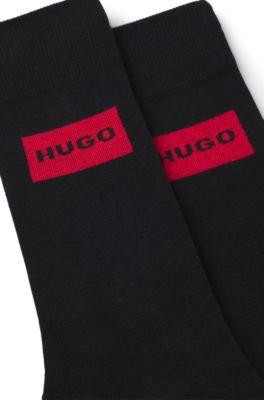 Two-pack of regular-length socks with red logo labels by HUGO BOSS