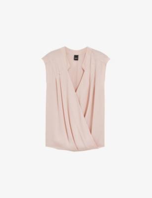V-Neck Regular-Fit Stretch-Silk Blouse by HUGO BOSS
