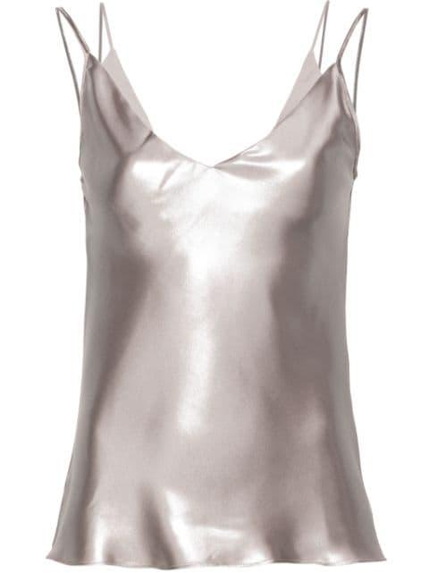 V-neck metallic-sheen tank top by HUGO BOSS
