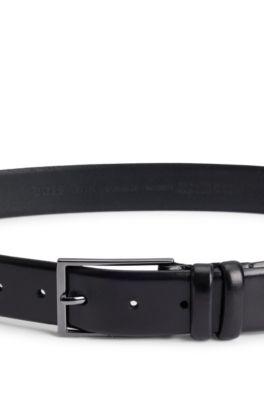 Vegetable-tanned leather belt with gunmetal hardware by HUGO BOSS