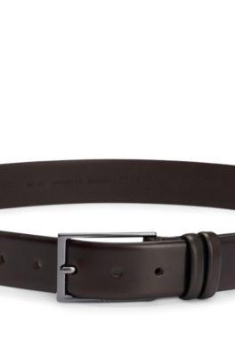 Vegetable-tanned leather belt with gunmetal hardware by HUGO BOSS