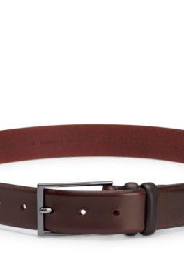 Vegetable-tanned leather belt with gunmetal hardware by HUGO BOSS