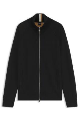 Virgin-wool cardigan with zip front by HUGO BOSS