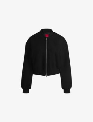 Waffle-texture cropped cotton-blend jacket by HUGO BOSS