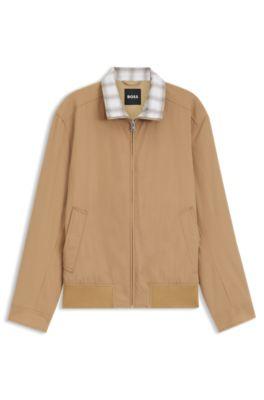 Water-repellent jacket with checkered collar by HUGO BOSS Water-repellent jacket with checkered collar by HUGO BOSS