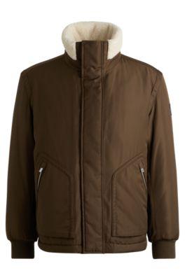 Water-repellent jacket with faux-fur collar by HUGO BOSS