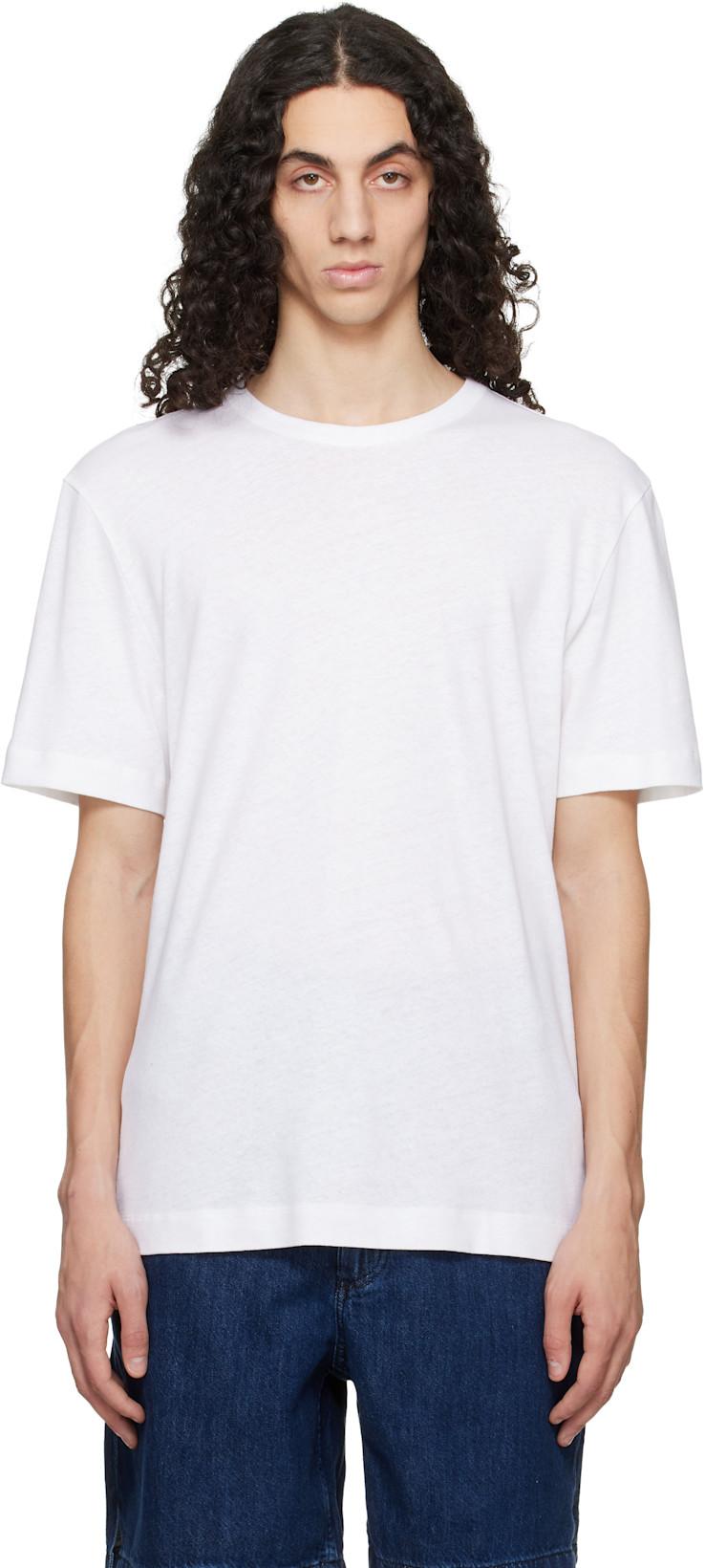 White Cotton-Linen Regular Fit T-shirt by HUGO BOSS