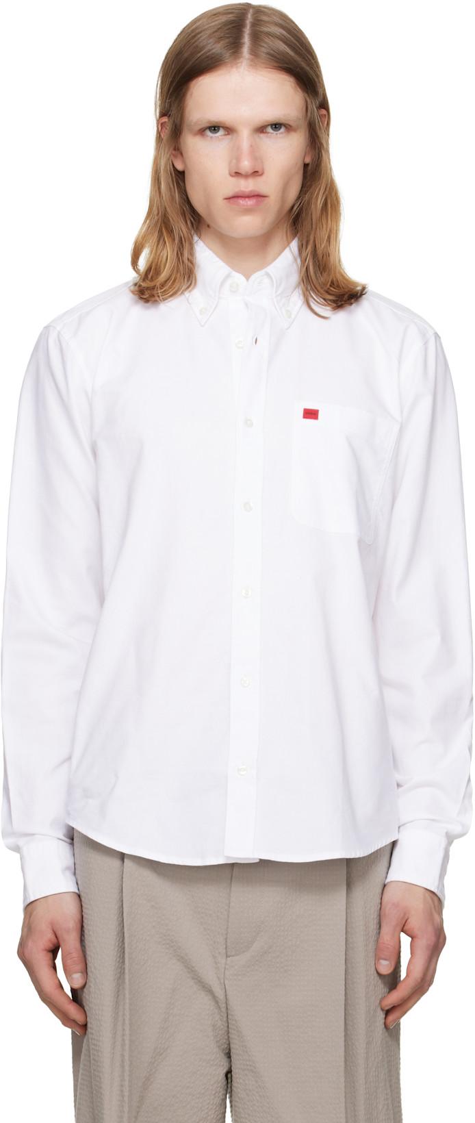 White Cotton Oxford Shirt by HUGO BOSS