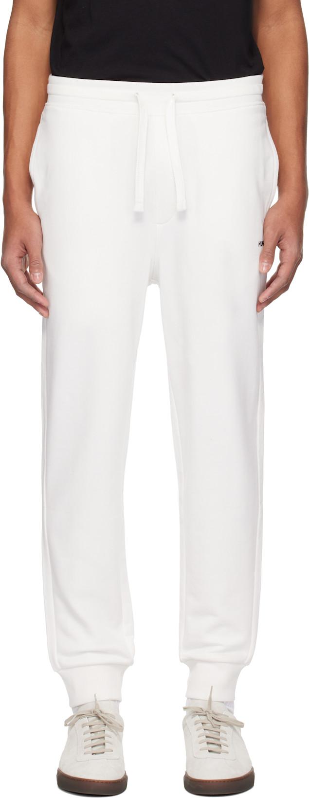 White Cuffed Logo Print Sweatpants by HUGO BOSS